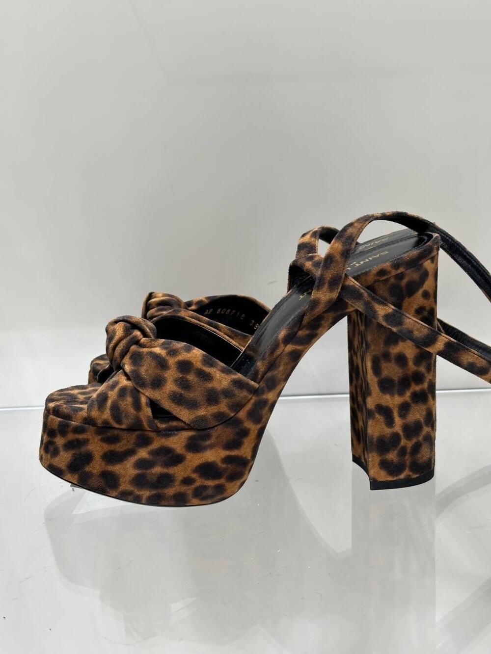 Saint Laurent Bianca Leopard Suede Platform Heels Sz.38